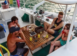 Catamaran Mahayana cockpit
