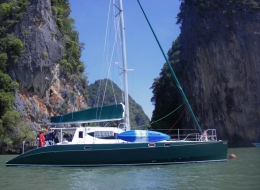 Catamaran Mahayana Side View