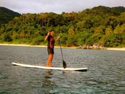 Ay the cook goes exploring on the SUP