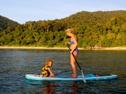 Mama and Son on the SUP